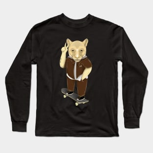 skateboarder cougar dog Long Sleeve T-Shirt